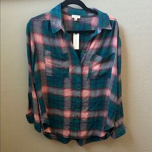 Anthropologie Plaid Button Down Shirt - Brand new, perfect condition.